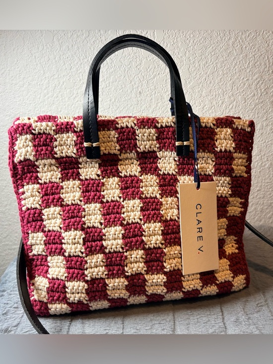 Clare V Handbags - Clare V Petit Summer Simple Tote Plummy/Cream